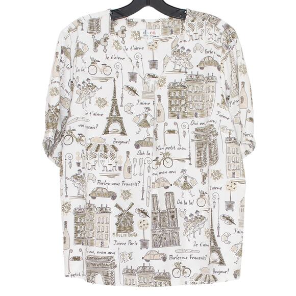D&Co Top Preppy French Soft Girl Travel Cottage Romantic Wanderlust City Large - Picture 1 of 6